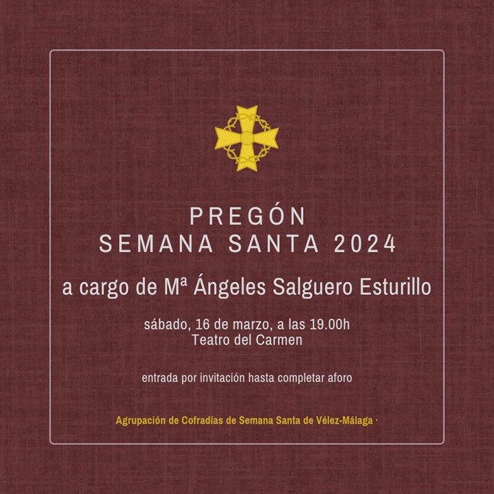 Mª Ángeles Salguero realizará este sábado el pregón de la Semana Santa veleña
